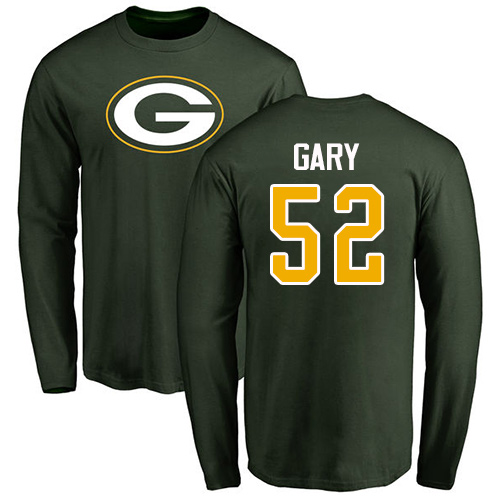 Men Green Bay Packers Green #52 Gary Rashan Name And Number Logo Nike NFL Long Sleeve T Shirt